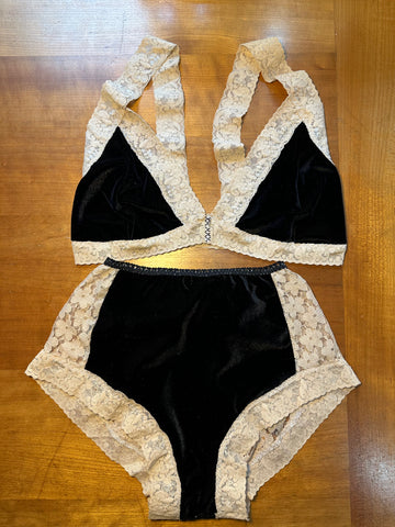 The Rebecca-2 PIECE BLACK n BROWN high waisted