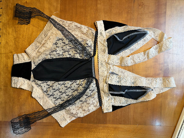 The Rebecca-2 PIECE BLACK n BROWN high waisted